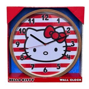 Hello Kitty Red and White Striped Wall Clock